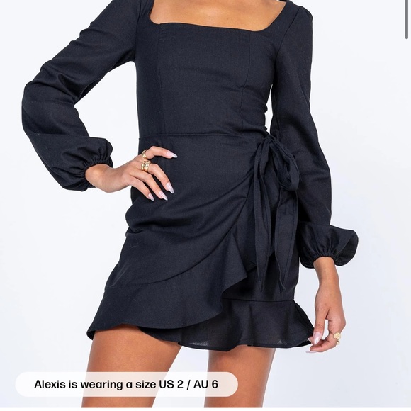 Princess Polly Dresses & Skirts - Princess Polly Black Wrap Mini Dress | Size 4